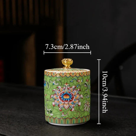1PC Ceramic Storage Jar with Lid Coffee Table Tea Jar Living Room Candy Jar Household Kitchen Supplies Cereal Dispenser Julia M LifeStyles