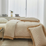 Bohemia Wavy Cut Flowers with Tassel Duvet Cover Set Single Double Boho Bedding Set Queen Soft Grace Quilt Cover and Pillowcases