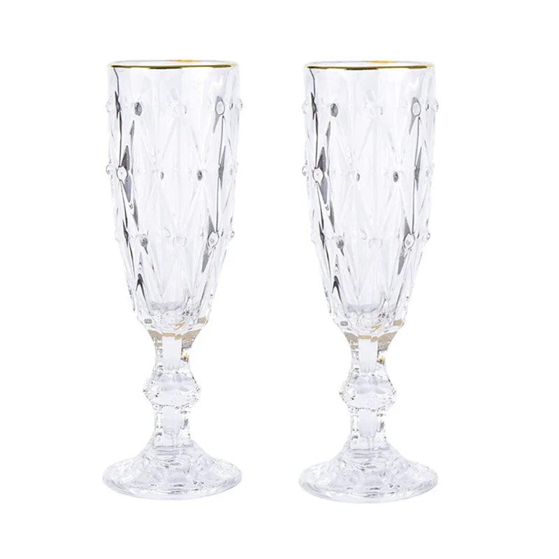 170ml Luxurious Crystal Champagne Glasses Transparent Thickened Retro Cocktail Glass Red Wine Goblet Wedding Party Accessories Julia M LifeStyles
