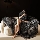 Lumière Gradient Faux Fur Throw Blanket | Plush Luxury Sofa &amp; Bed Accent