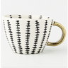 Hand Painted Geometric Ceramic Mugs With Gold Handle Handmade Irregular Cups For Coffee Tea Milk Oatmeal Creative Birthday Gifts