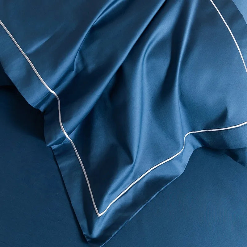 Luxury 1000TC Egyptian Cotton Duvet Cover Set with Silver Embroidery
