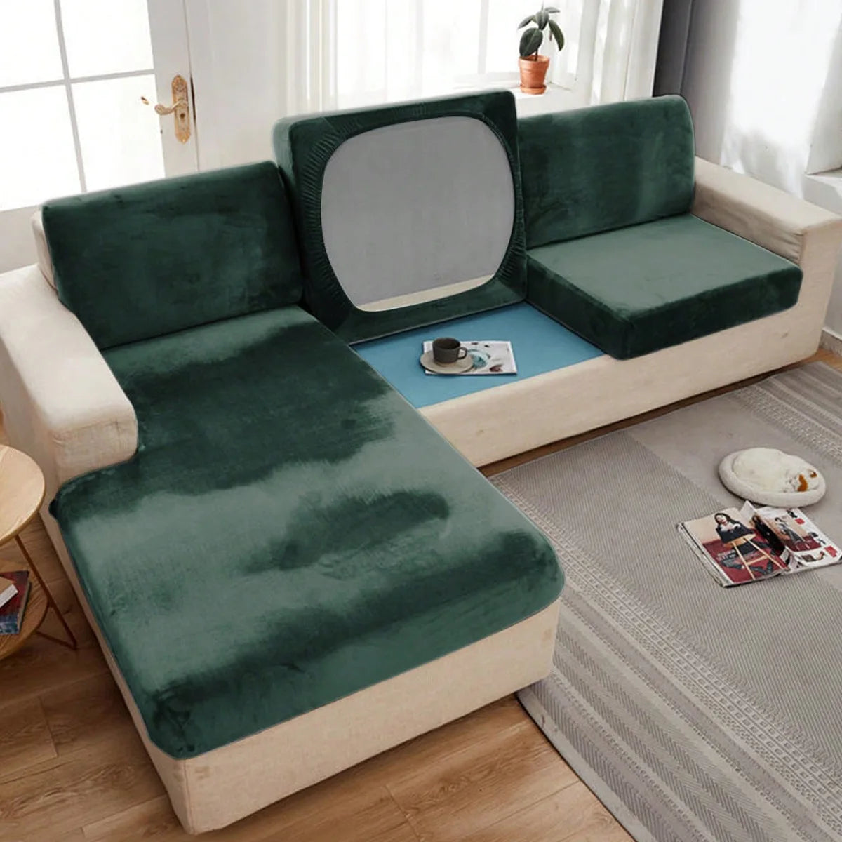 Thickened Elastic Silver Fox Fleece Sofa Cover