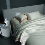 Premium 1400TC Egyptian Cotton Smooth Soft Bedding Set Chic White Grey Patchwork Duvet Cover Flat/Fitted Bed Sheet Pillowcases