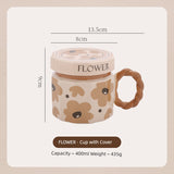 Hero Retro Ceramic Mug with Lid - Exquisite 300-400ml Coffee Cup