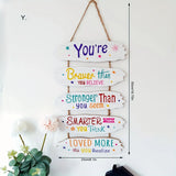 Wooden Inspirational Hanging Wall Art with Rope for Home Decor