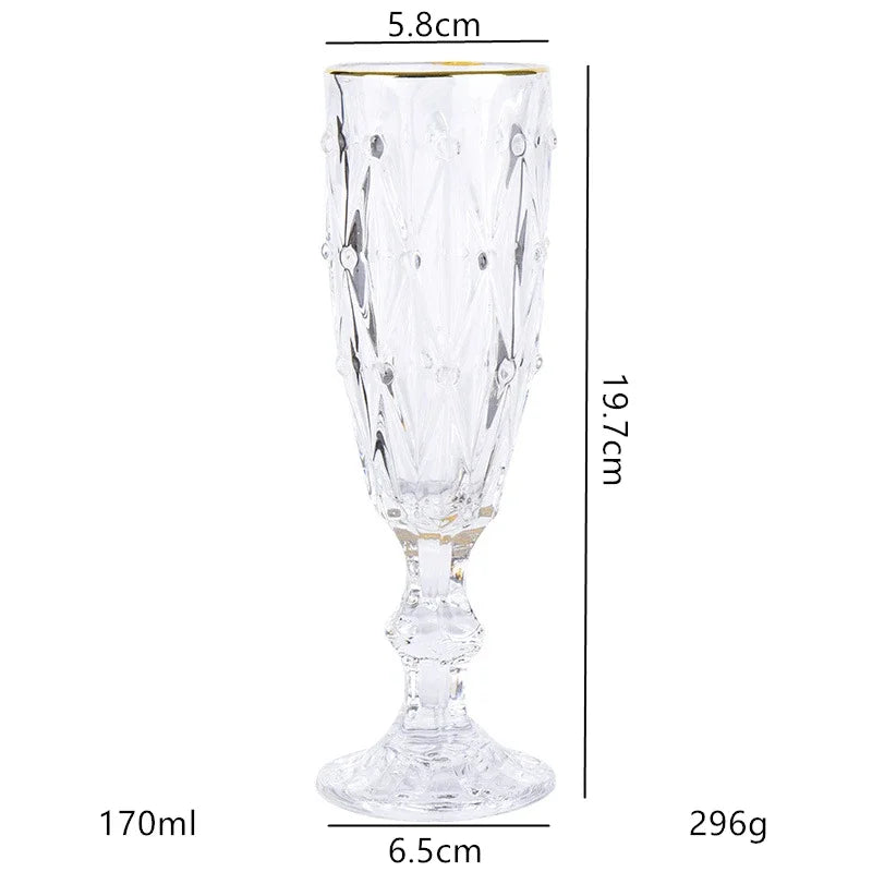 170ml Luxurious Crystal Champagne Glasses Transparent Thickened Retro Cocktail Glass Red Wine Goblet Wedding Party Accessories Julia M LifeStyles