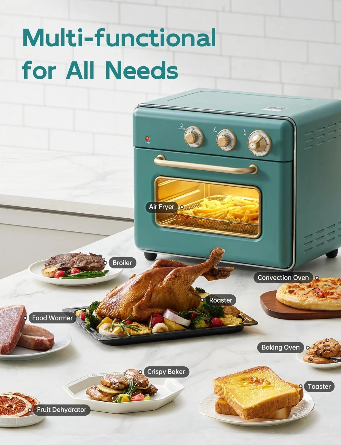 [21 QT& 6-in-1] Toaster Oven & Air Fryer, Compact Toaster Ovens Countertop with 5 Slices 1500W Rapid Heat Air Fryer Toaster Oven Julia M LifeStyles