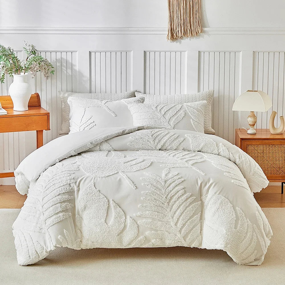 New Monstera Leaves Tufted Duvet Cover Set Single Double Bedding Set King Soft Comfortable Durable Quilt Cover and Pillowcases