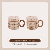 Hero Retro Ceramic Mug with Lid - Exquisite 300-400ml Coffee Cup