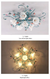 Romantic Rose Flower Ceiling Lamp - Pastoral Style Chandelier
