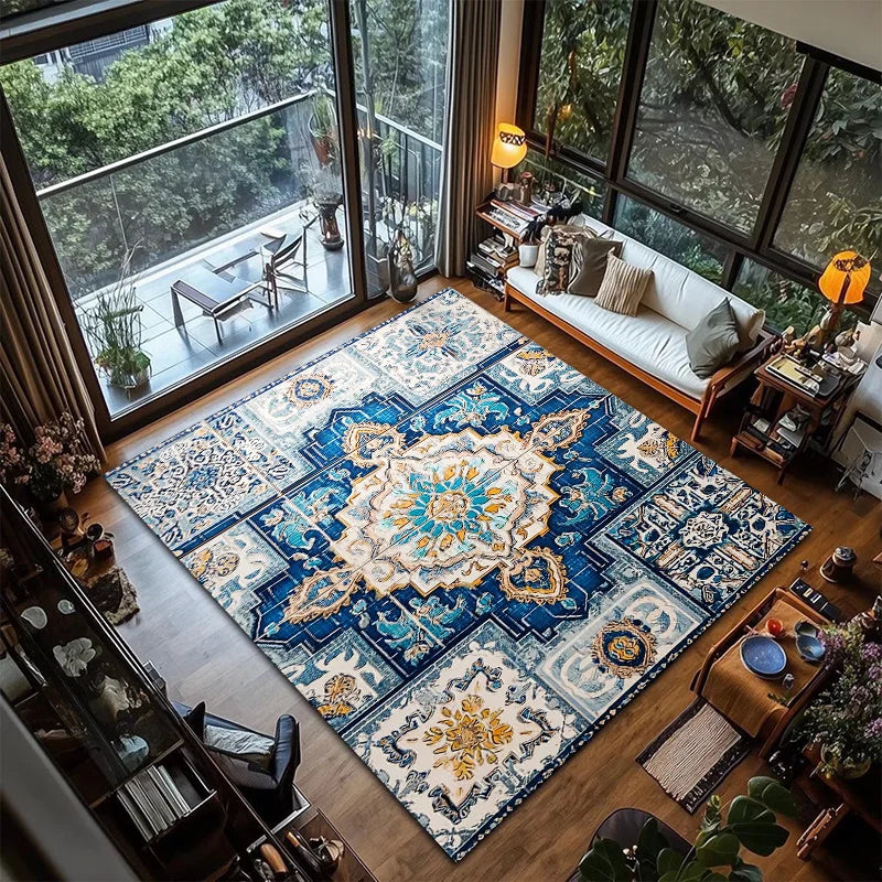 Moroccan Retro Style Bathroom and Living Room Floor Mat