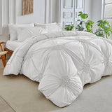 Three-dimensional Pleated Flowers Bedding Set Queen Simple Duvet Cover Set King Blanket Cover and Pillowcases Comforter Covers