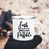 Faith Hope Love Print Christian Creative Enamel Mugs Outdoor Travel Coffee Cup Drink Dessert Milk Vintage Handle Drinkware Gift Julia M Home & Kitchen