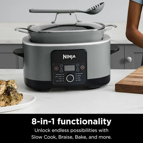 Ninja MC1001 Foodi Possible Cooker PRO 8.5 Quart Multi-Cooker, with 8-in-1 Slow Cooker, Dutch Oven, Steamer, Glass Lid Integrated Spoon,