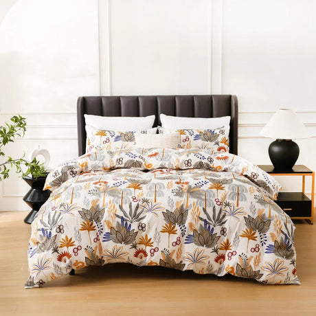 Boho White Paisley Floral Duvet Cover Twin Bohemian Exotic Flower Bedding Set Reversible Red Comforter Cover for Girl Women Room Julia M LifeStyles