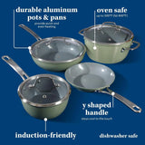 Kitchen Essentials 10 Piece PFA Free Non-Toxic Titanium Ceramic Nonstick Interior Forged Aluminum Cookware Pots f Julia M LifeStyles