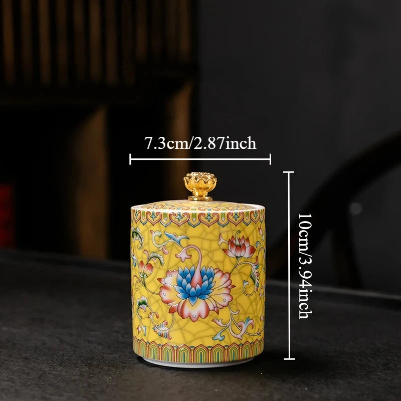 1PC Ceramic Storage Jar with Lid Coffee Table Tea Jar Living Room Candy Jar Household Kitchen Supplies Cereal Dispenser Julia M LifeStyles