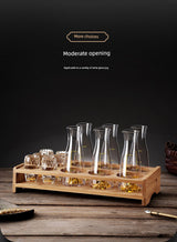 Crystal Glass Wine Decanter Set with Gold Foil Shot Cup