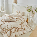 New Bow-knot Tufted Cut Flower Quilt Cover Set Queen Tufting Duvet Cover and Pillowcase Comfortable Skin-Friendly Blanket Covers