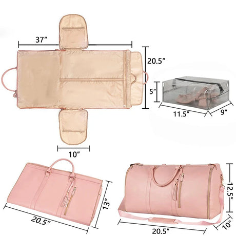 2in1 Convertible Garment Bag Foldable Suit Storage Bag Large Capacity Travel Duffle Bag Waterproof Tote Fitness Gym Bag