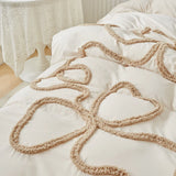 New Bow-knot Tufted Cut Flower Quilt Cover Set Queen Tufting Duvet Cover and Pillowcase Comfortable Skin-Friendly Blanket Covers