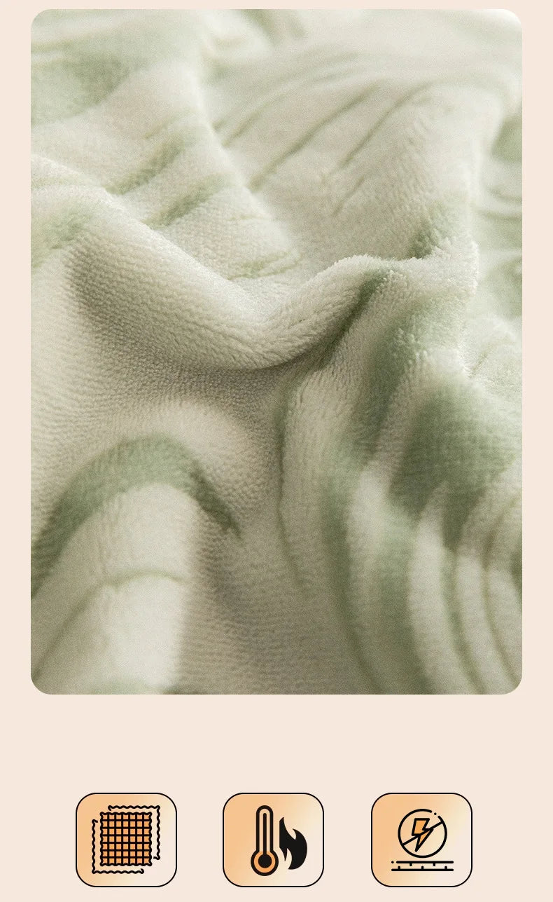 High-end Thickened Milk Fleece Carving Four-piece Skin-friendly Three-dimensional Jacquard Bedding Kit