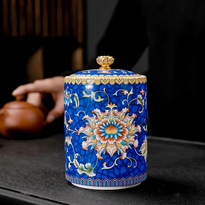 1PC Ceramic Storage Jar with Lid Coffee Table Tea Jar Living Room Candy Jar Household Kitchen Supplies Cereal Dispenser Julia M LifeStyles