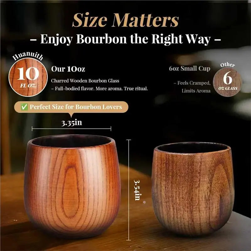 Charred Wooden Whiskey Glass Set with Stones & Tongs