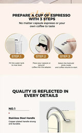 220V 19Bar 600ml 3in1 Nespresso Capsule Espresso Maker Fully Automatic Portable Office Small Home Italian Capsule Coffee Machine Julia M LifeStyles