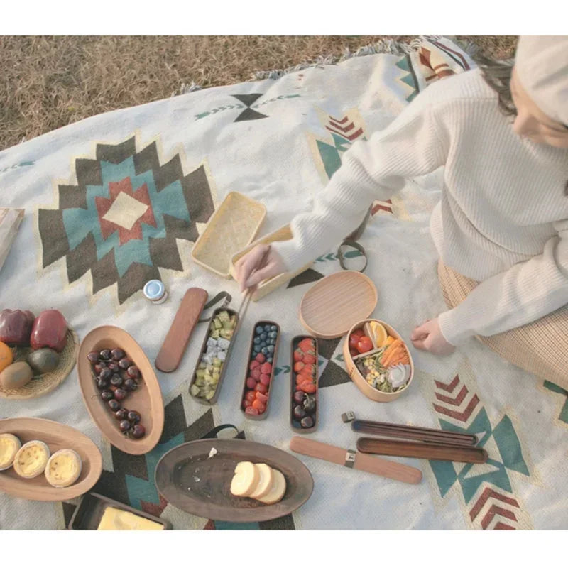 Lunch Box Picnic Japanese Bento for School Kids Dinnerware Set Round Square