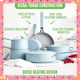 Blue Haze 10-Piece PFAS-Free Nonstick Ceramic Cookware Set