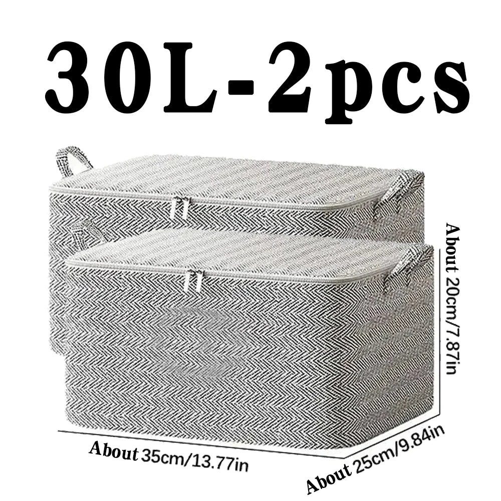 Non-woven Quilt Storage Bag with Lids Zipper Foldable Clothes Quilt Bins Container Large Capacity Dust-proof Bag Organize - Julia M LifeStyles