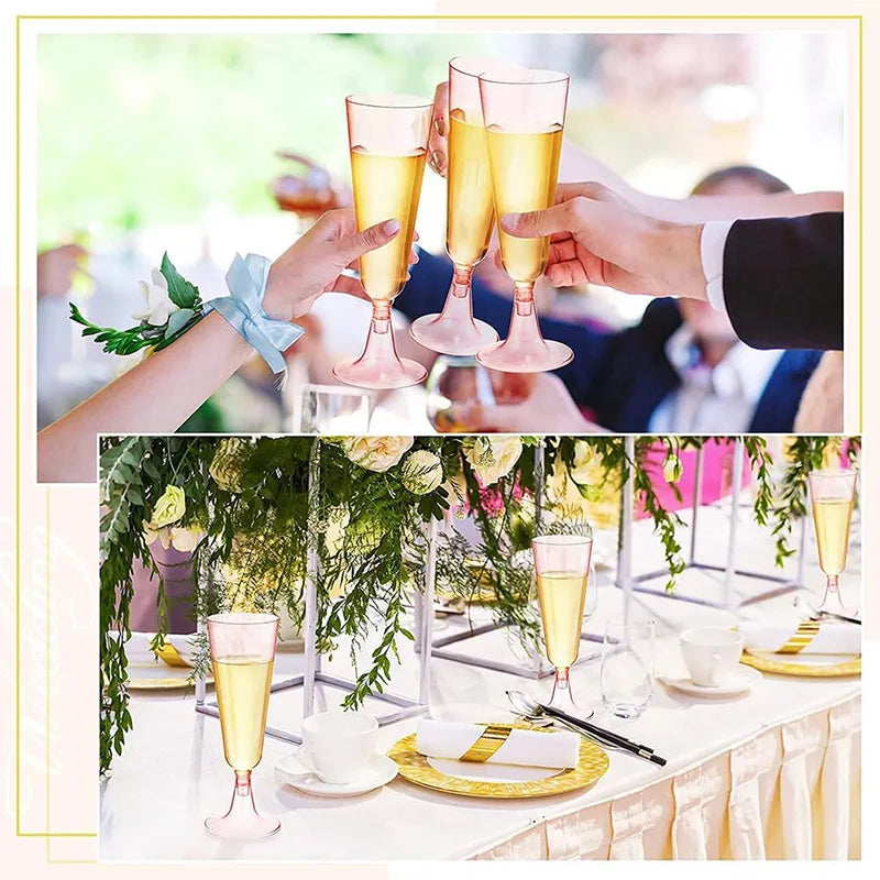 15/25/50pcs 150ml Disposable Champagne Glasses Cocktail Glasses Plastic Tall Glasses Martini Glasses for Weddings Party Julia M LifeStyles