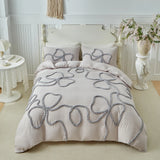 New Bow-knot Tufted Cut Flower Quilt Cover Set Queen Tufting Duvet Cover and Pillowcase Comfortable Skin-Friendly Blanket Covers