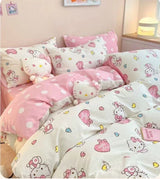 Heart Washed Cotton Cute Minimalist Pink Bed Four-Piece Set - Julia M LifeStyles