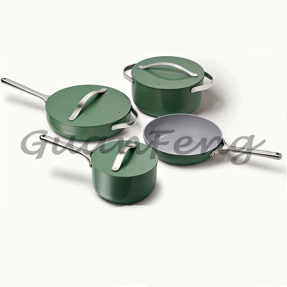 Nonstick Ceramic Cookware Set Pots Pans Lids and Kitchen Storage Non Toxic PTFE & PFOA Free Oven Safe Julia M Home & Kitchen