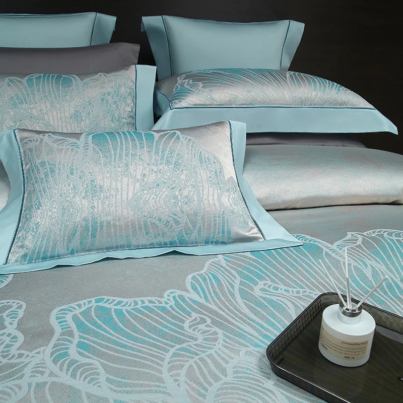 4/7Pcs Luxury Soft Silky Egyptian cotton Damask Satin Bedding Set Super King Duvet Cover Flat Sheet/Fitted Sheet Pillowcases Julia M LifeStyles