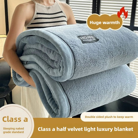 Plush Warm Winter Blanket A Grade Coral Fleece Flannel Soft Thick Bed Blankets for Sofa Single Double Couple Furry Bedspread Julia M LifeStyles