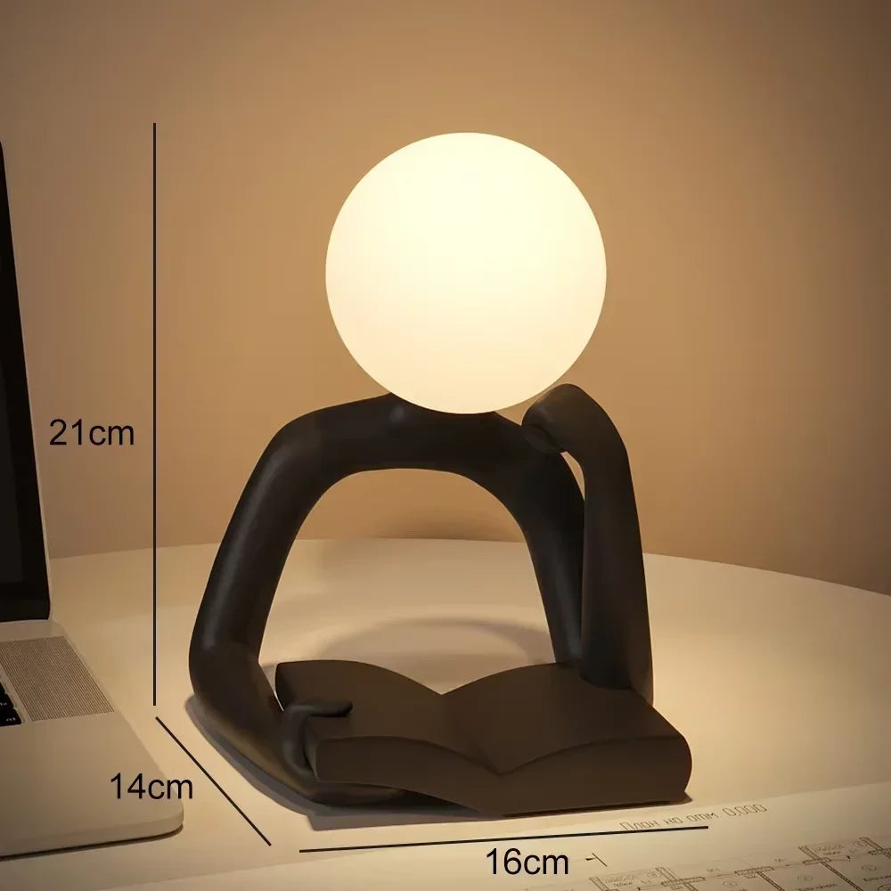 Modern Resin Abstract Statue LED table Light Figurine Model Craft Sculpture Ornament Home Decor Desktop Wine Cabinet Decoration