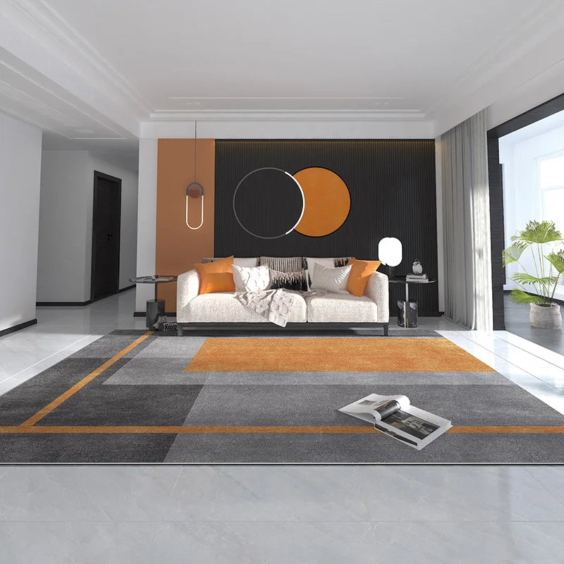 VIKAMA Orange Grey Large Living Room Carpet