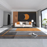 VIKAMA Orange Grey Large Living Room Carpet