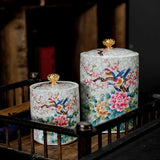 1PC Ceramic Storage Jar with Lid Coffee Table Tea Jar Living Room Candy Jar Household Kitchen Supplies Cereal Dispenser Julia M LifeStyles