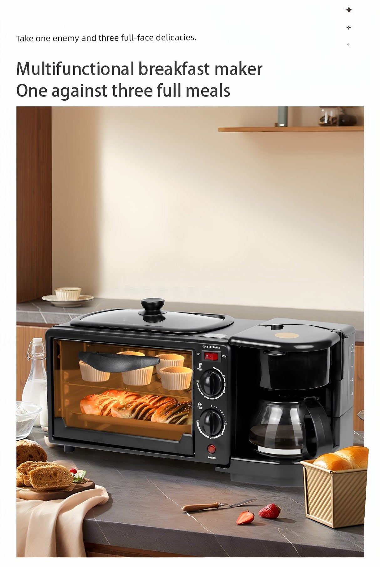 Breakfast Machine Multi-Functional For Home Bread Maker Three-in-One Electric Oven Sandwich Machine Toaster Cross-Border Overseas Same Style Julia M Home & Kitchen