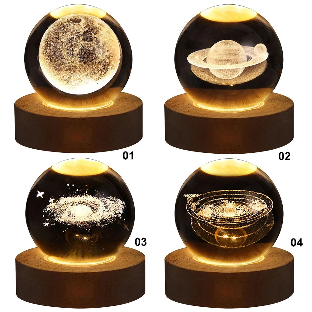 Unique 3D Crystal Ball Lamp with Galaxy and Planetary Projections USB Night Light for Cozy Atmosphere plasma ball Julia M LifeStyles