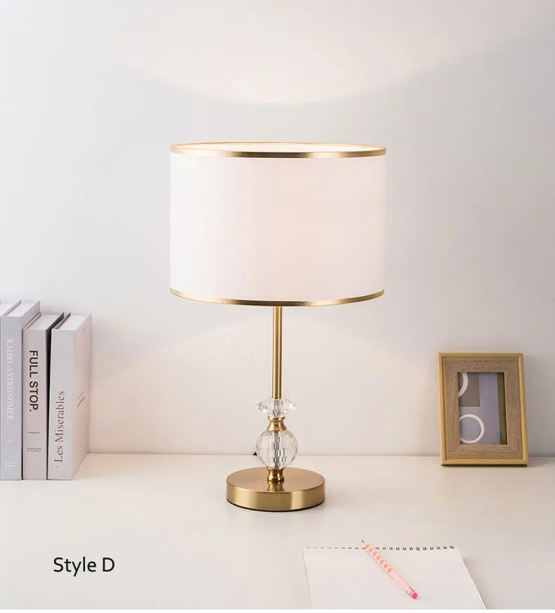 Metal Bedroom Bedside Lamp Modern Simple Cloth Cover Decorative Desk Lamp Nordic Hotel Living Room Office Reading Lamp