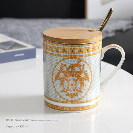 Florence Exquisite European-Style Bone China Mug with Lid and Spoon Julia M LifeStyles