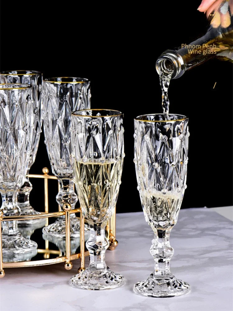 170ml Luxurious Crystal Champagne Glasses Transparent Thickened Retro Cocktail Glass Red Wine Goblet Wedding Party Accessories Julia M LifeStyles