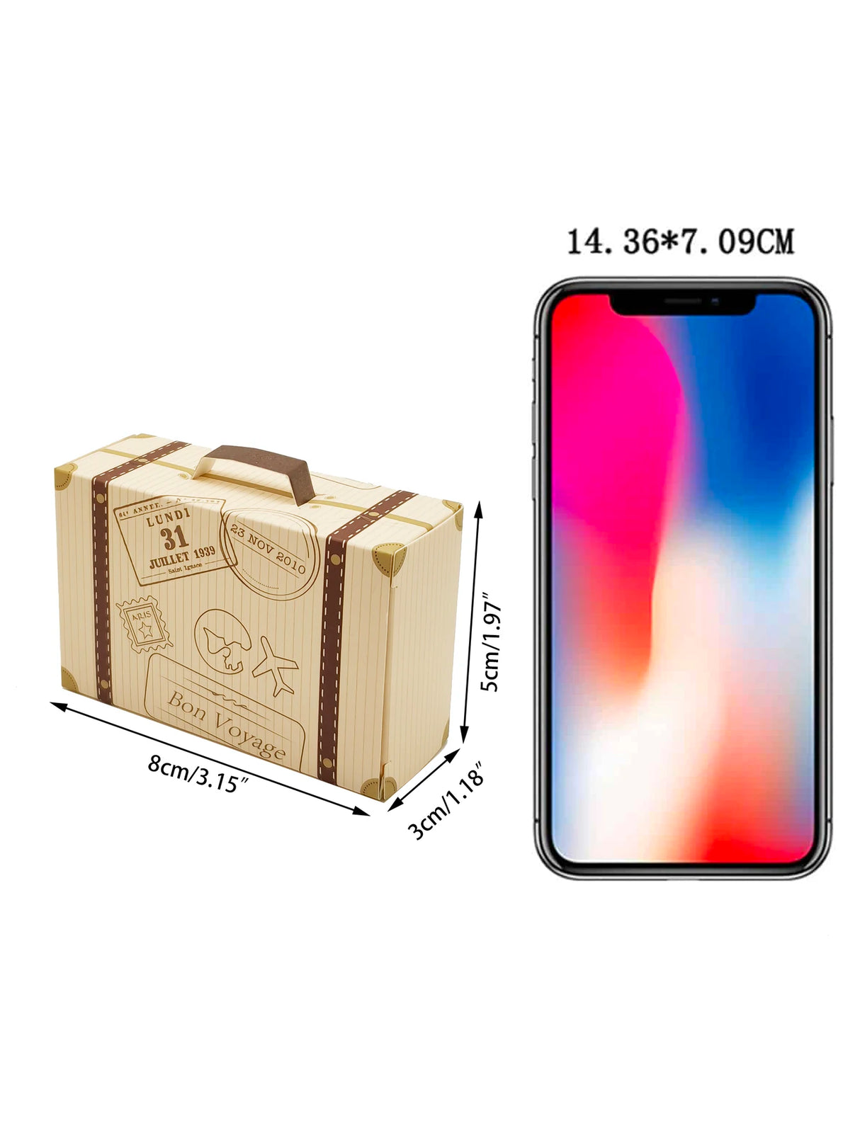 10pcs Luggage with Hemp Rope Tag Packaging Box