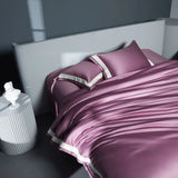 Premium 1400TC Egyptian Cotton Smooth Soft Bedding Set Chic White Grey Patchwork Duvet Cover Flat/Fitted Bed Sheet Pillowcases
